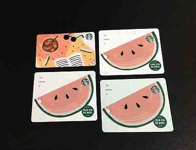 STARBUCKS SUMMER WATERMELON " ??" & " DIAMOND " GIFT CARD - SET OF 4 PCS .- NEW - Sold on eBay Jun, 26th 2019 for $19.99