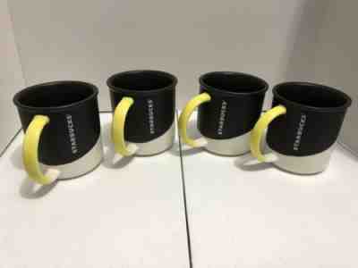 SET OF 4 STARBUCKS COFFEE ANGLE DIPPED MUGS LOT - Black And Yellow - Sold on eBay Jun, 26th 2019 for $43.00