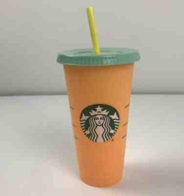Starbucks Color Changing 1 Single Cold Cup 24oz Apricot Orange Venti Tumbler HTF - Sold on eBay Jun, 26th 2019 for $22.99