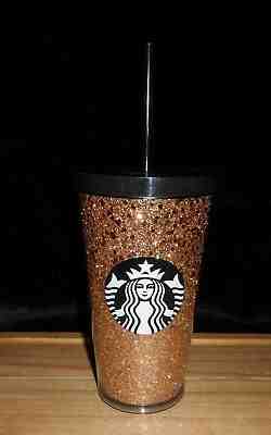 STARBUCKS 2018 HOLIDAY GOLD & BLACK GLITTER 16 OZ. COLD CUP TRAVEL TUMBLER NEW - Sold on eBay Jun, 26th 2019 for $16.99