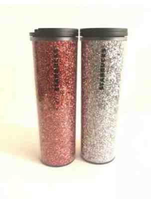 2x Starbucks Glitter Tumbler Cups Travel Spill Proof Red Silver Lids NEW - Sold on eBay Jun, 26th 2019 for $35.00