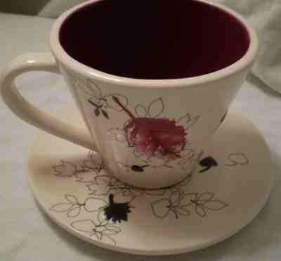 Starbucks Coffee Mug Cup Saucer Plate Set Fall Leaves 10oz 2007 Burgundy Red - Sold on eBay Jun, 26th 2019 for $18.00