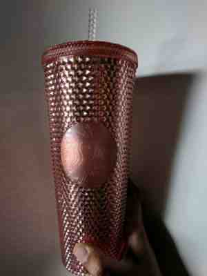 Starbucks Pink Tumbler 2019 Rose Gold Radiant Iridescent Jeweled 24oz Cold Cup - Sold on eBay Jun, 26th 2019 for $34.99