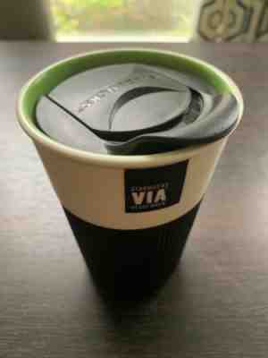 Starbucks VIA Ready Brew Ceramic Tumbler Cup Silicone Grip & Lid 2011 Travel Mug - Sold on eBay Jun, 26th 2019 for $16.99