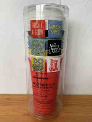 NEW Starbucks 2017 Reusable Cup Tumbler Collection Set of 6 Designs Colors RARE! - Sold on eBay Jun, 26th 2019 for $29.95