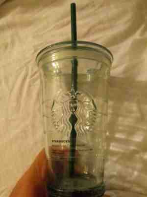 Starbuck 16 oz Glass Tumbler To Go Cold Cup with Lid & Straw - Sold on eBay Jun, 25th 2019 for $18.90