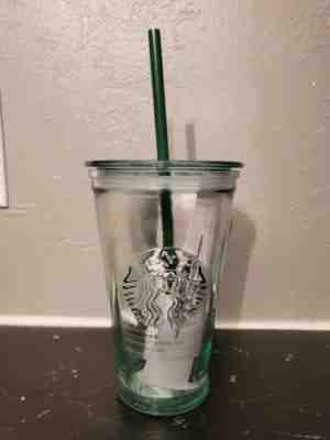 NEW STARBUCKS Recycled Glass Tumbler 16 Oz Cup Lid Green Cold To Go Grande Spain - Sold on eBay Jun, 25th 2019 for $20.50