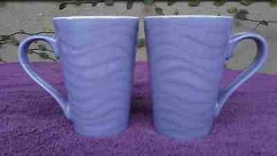Set of 2 2014 Starbucks Wave Wavy Rippled Blue Grey Textured Mug Cup 13oz Latte - Sold on eBay Jun, 25th 2019 for $28.50