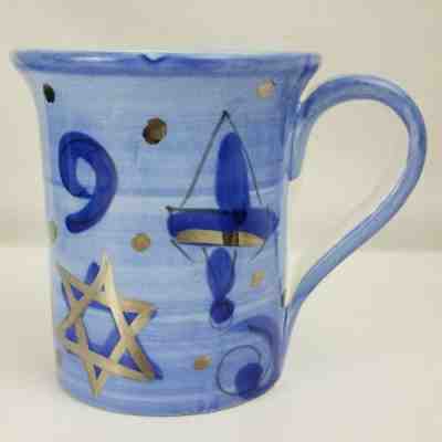 Starbucks Mug Hand Painted Made In Italy Hanukkah Dreidel Star of David Blue  - Sold on eBay Jun, 25th 2019 for $24.95