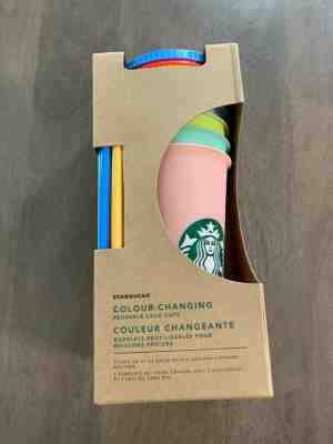 New Starbucks Color Changing Reusable Cold Cups w lids & straws, packs of 5  - Sold on eBay Jun, 25th 2019 for $69.00