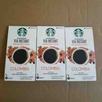 New 3 Starbucks VIA INSTANT Medium Roast Coffee COLOMBIA 100% Arabica 8x3 packet - Sold on eBay Jun, 25th 2019 for $16.99