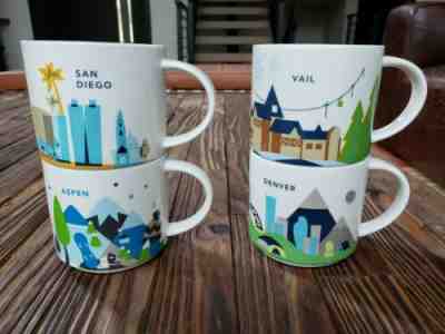 Starbucks "You Are Here" mug SET 4 coffee cups Aspen Denver Vail San Diego Mugs - Sold on eBay Jun, 25th 2019 for $27.00