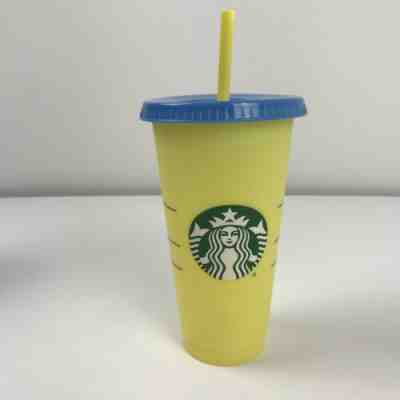 Starbucks Color Changing 1 Single Cold Cup 24oz Venti Citron Yellow Tumbler HTF - Sold on eBay Jun, 25th 2019 for $22.99