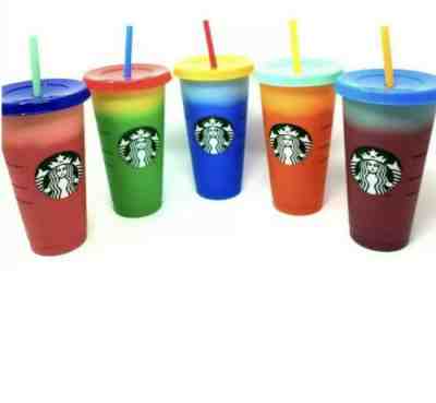 2019 Starbucks Color Changing Reusable Cups. Sold As A Set. Five Cups Per Set! - Sold on eBay Jun, 25th 2019 for $70.00