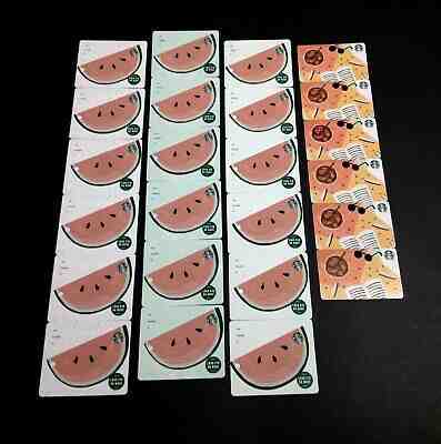 2019 STARBUCKS SUMMER WATERMELON GIFT CARD --- LOT OF 24 PCS.( 6 SET) --- NEW  - Sold on eBay Jun, 25th 2019 for $24.99