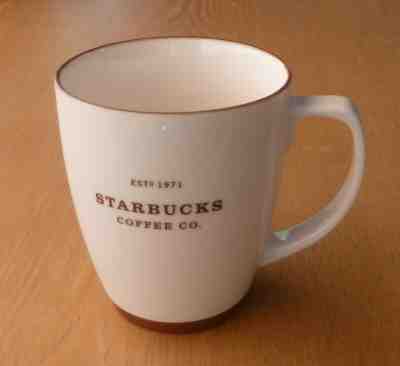 Starbucks Coffee Mug Est 1971 Barista Abbey White Brown Trim 2006 16 Fluid Ounce - Sold on eBay Jun, 25th 2019 for $22.95
