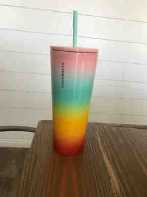 NEW! 2019 STARBUCKS COLD CUP RAINBOW STAINLESS STEEL VENTI TUMBLER CUP 24 oz. - Sold on eBay Jun, 24th 2019 for $37.00