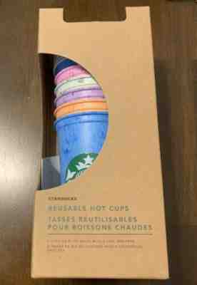 NEW Starbucks 2019 Marble Color HOT Cups- 6 Cups With 6 Lids -Reusable Cups Rare - Sold on eBay Jun, 24th 2019 for $28.49
