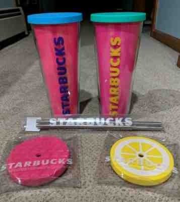 8 Pcs Authentic Starbucks Cold Cup Iced Venti Double-Wall Neon Pink Steel Straw - Sold on eBay Jun, 23rd 2019 for $100.00