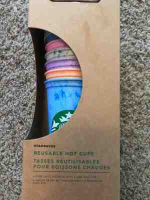 Starbucks Reusable Hot Cup Collection Pack Of 6 W/Lids 16 oz Summer 2019 Rare - Sold on eBay Jun, 28th 2019 for $17.00