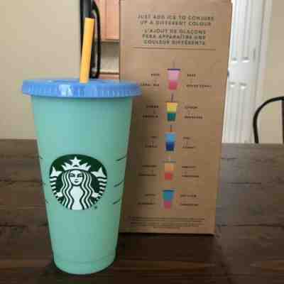 NEW RARE Starbucks Color Changing Reusable Cold Cup - Arctic to Raspberry - Sold on eBay Jun, 28th 2019 for $20.01