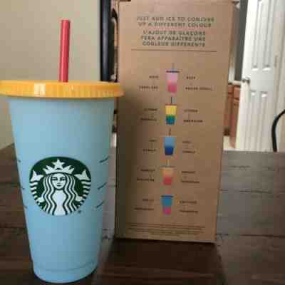 NEW RARE Starbucks Color Changing Reusable Cold Cup - Sky to Cobalt - Sold on eBay Jun, 28th 2019 for $19.27