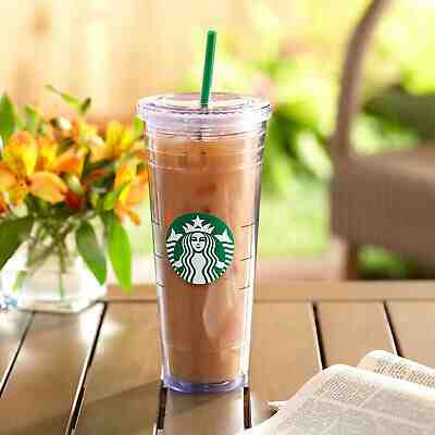 Starbucks Cold Cup Venti 24 Oz Tumbler Clear Plastic Travel Drinkware Reusable - Sold on eBay Jun, 28th 2019 for $29.00
