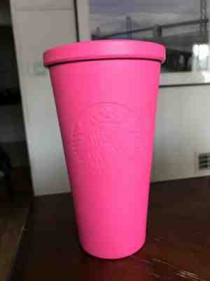 Starbucks Hot Pink Matte Stainless Steel Cup 16oz Brand Pre Owned HTF - Sold on eBay Jun, 28th 2019 for $34.99