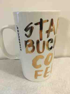 2015 New Starbucks Coffee 16 Oz Mug Gold Graffiti Letters White Christmas Cup - Sold on eBay Jun, 28th 2019 for $20.99