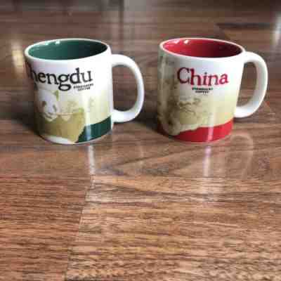 2 Starbucks Coffee Icon City Mugs Espresso Demitasse Cups Chengdu China 3 Oz - Sold on eBay Jun, 27th 2019 for $19.99