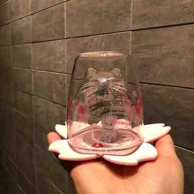 Starbucks 2019 Pink Cherry Blossoms Cat Double Layer Glass Cup 8oz Coaster China - Sold on eBay Jun, 26th 2019 for $50.01