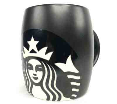 Starbucks 2011 Mermaid Siren Logo Barrel Shape Black Coffee Mug - Sold on eBay Jul, 4th 2019 for $19.98