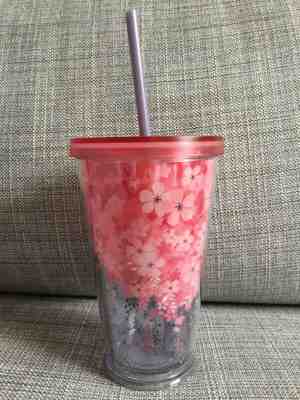 STARBUCKS 2018 Cherry Blossom Sakura Mug Travel Tumbler COLD CUP with STRAW 16oz - Sold on eBay Jul, 4th 2019 for $26.99