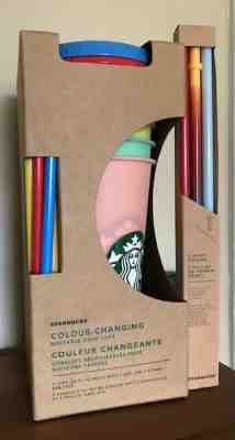 STARBUCKS New Set of 5 Color Changing Reusable Cold Cups & 3 Extra Straws - 24oz - Sold on eBay Jul, 4th 2019 for $99.99