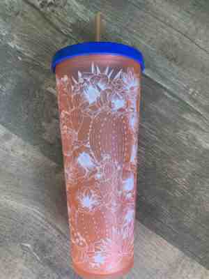 NEW Starbucks Tumbler Summer 2019 Venti 24oz Matte Coral White Cactus Succulent - Sold on eBay Jul, 4th 2019 for $29.99