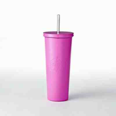 NEW Starbucks PINK MAGENTA MATTE Venti 24 oz Tumbler Stainless Steel Cold Cup - Sold on eBay Jul, 4th 2019 for $59.99