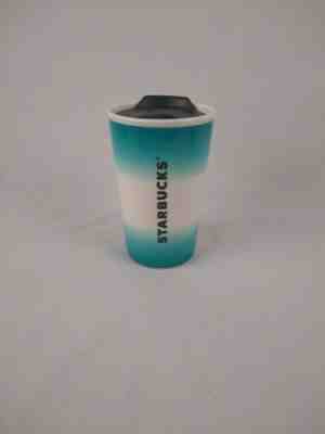 Starbucks Ceramic Travel Mug Tumbler With Lid 8oz Coffee Cup Teal and White NWT - Sold on eBay Jul, 4th 2019 for $16.99