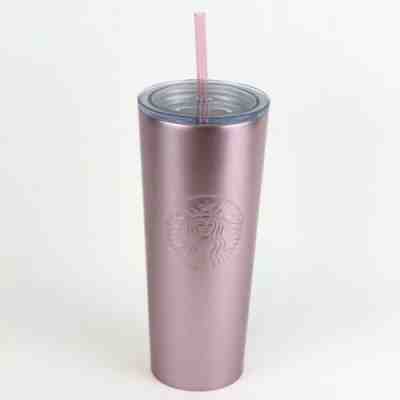 NEW Starbucks Venti Rose Gold Pink Glitter Cold Cup Stainless Steel Tumbler 24oz - Sold on eBay Jul, 4th 2019 for $44.99