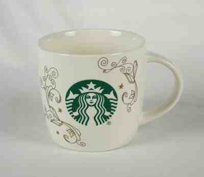 White Starbucks Ceramic 14oz Coffee Mug Tea Cup Swirl Siren Mermaid  - Sold on eBay Jul, 4th 2019 for $16.99