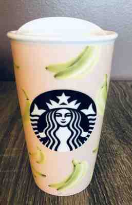 Starbucks 2015 Bananas/Mermaid 12 oz Ceramic Travel Tumbler/Mug w/Lid Never used - Sold on eBay Jul, 3rd 2019 for $23.00