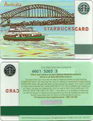 AUSTRALIA  Starbucks card Old Logo " SYDNEY Harbor Bridge " 6021/2005 - RARE - Sold on eBay Jul, 3rd 2019 for $17.45
