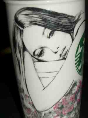 STARBUCKS Ceramic Travel Tumbler Cup w/ Lid - CHARLOTTE RONSON Design - 2013 - Sold on eBay Jul, 3rd 2019 for $38.97