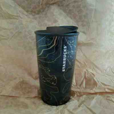 New Starbucks Black Gold Double Wall 12 fl oz Ceramic Traveler Tumbler - Sold on eBay Jul, 3rd 2019 for $27.99