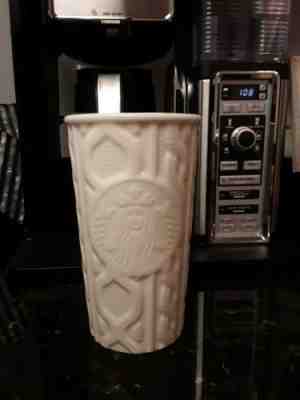 Starbucks 2016 White Ivory Cable Knit Sweater Ceramic Travel Tumbler - Sold on eBay Jul, 3rd 2019 for $25.00