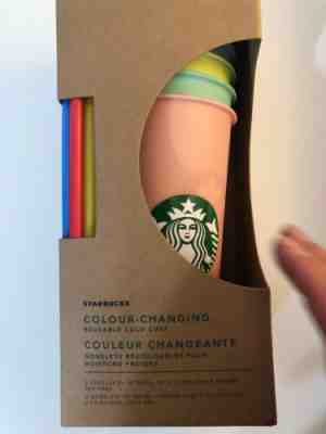 New Starbucks Color Changing Reusable Cold Cup Tumblers 24oz Venti Set Of 5 Cups - Sold on eBay Jul, 3rd 2019 for $65.00