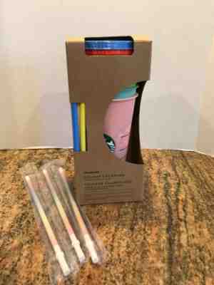 Starbucks Color Changing Reusable Cold Cup Tumbler 5 w/ Lids Xtra Straws 24oz - Sold on eBay Jul, 3rd 2019 for $112.49