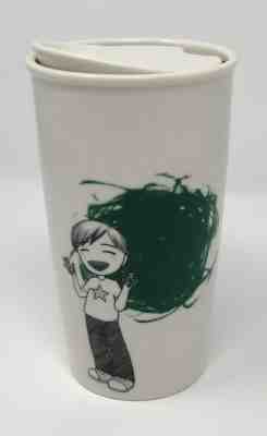 Starbucks 2015 Kid Green Finger Paint 12oz Ceramic Travel Tumbler Coffee Tea Cup - Sold on eBay Jul, 3rd 2019 for $21.00