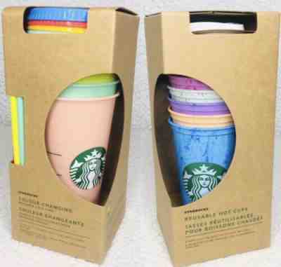 2 Starbucks 2019 LIMITED EDITION 1 REUSABLE HOT CUPS & 1Color Changing Cold Cups - Sold on eBay Jul, 2nd 2019 for $70.00