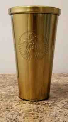 Brand new STARBUCKS Cold Cup Gold STAINLESS STEEL Tumbler 16 oz. V2 - Sold on eBay Jul, 2nd 2019 for $15.50
