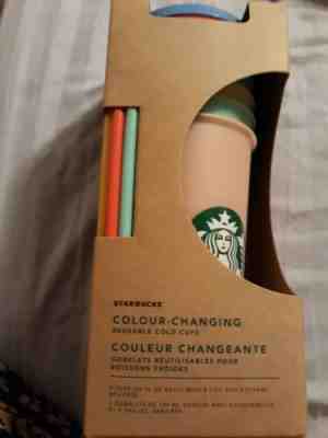 NIB Starbucks Color Changing Reusuable Cold Cups. Set of 5 - Sold on eBay Jul, 2nd 2019 for $89.00